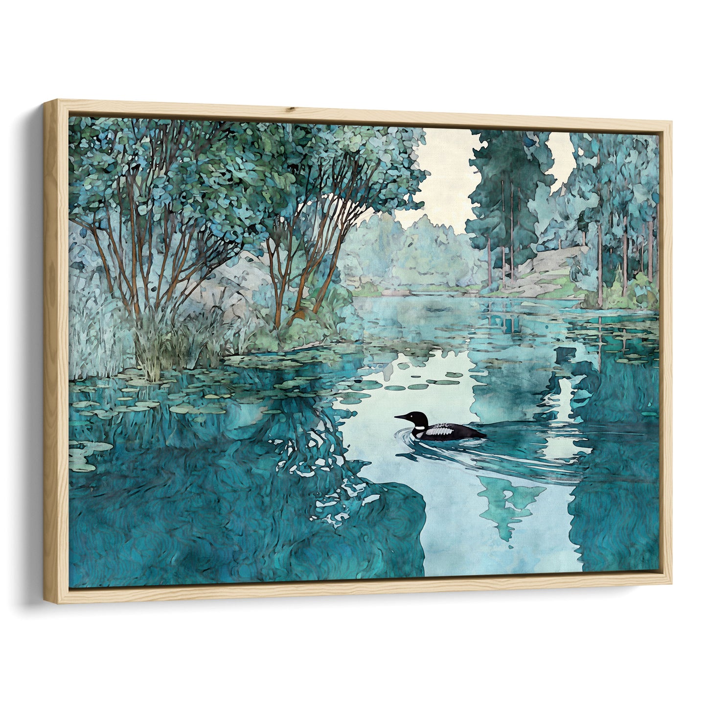 Loon in Woodland Lake Art Print