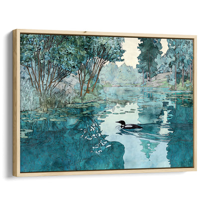 Loon in Woodland Lake Art Print