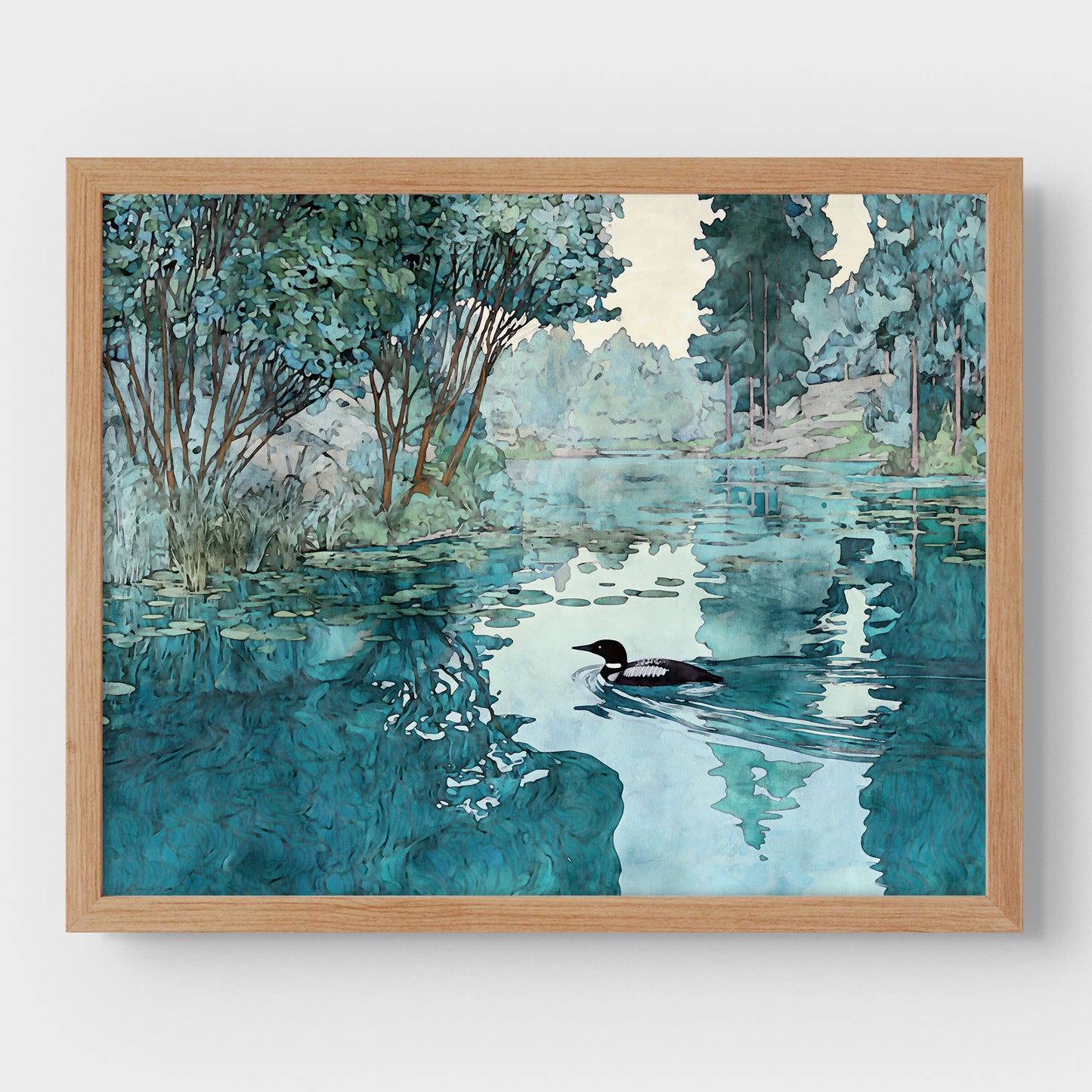 Loon in Woodland Lake Art Print