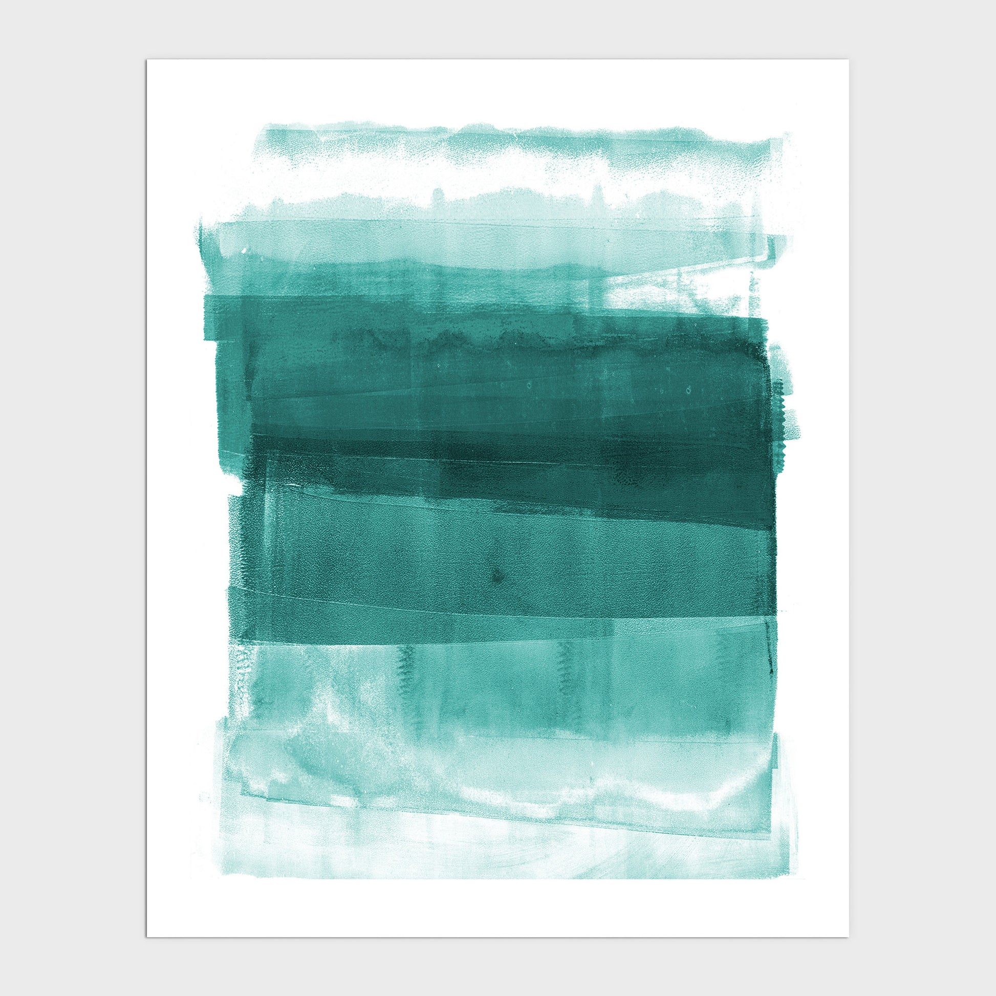 Teal Ombre Modern Abstract Minimalist Art Print