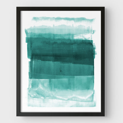 Teal Ombre Modern Abstract Minimalist Art Print