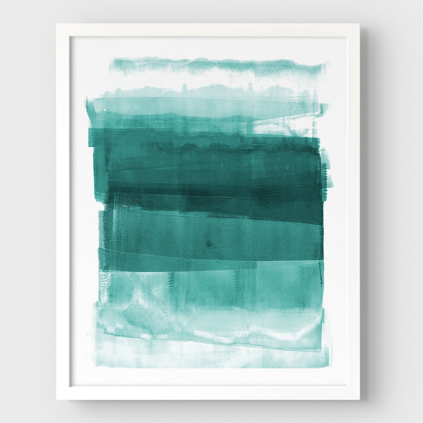 Teal Ombre Modern Abstract Minimalist Art Print