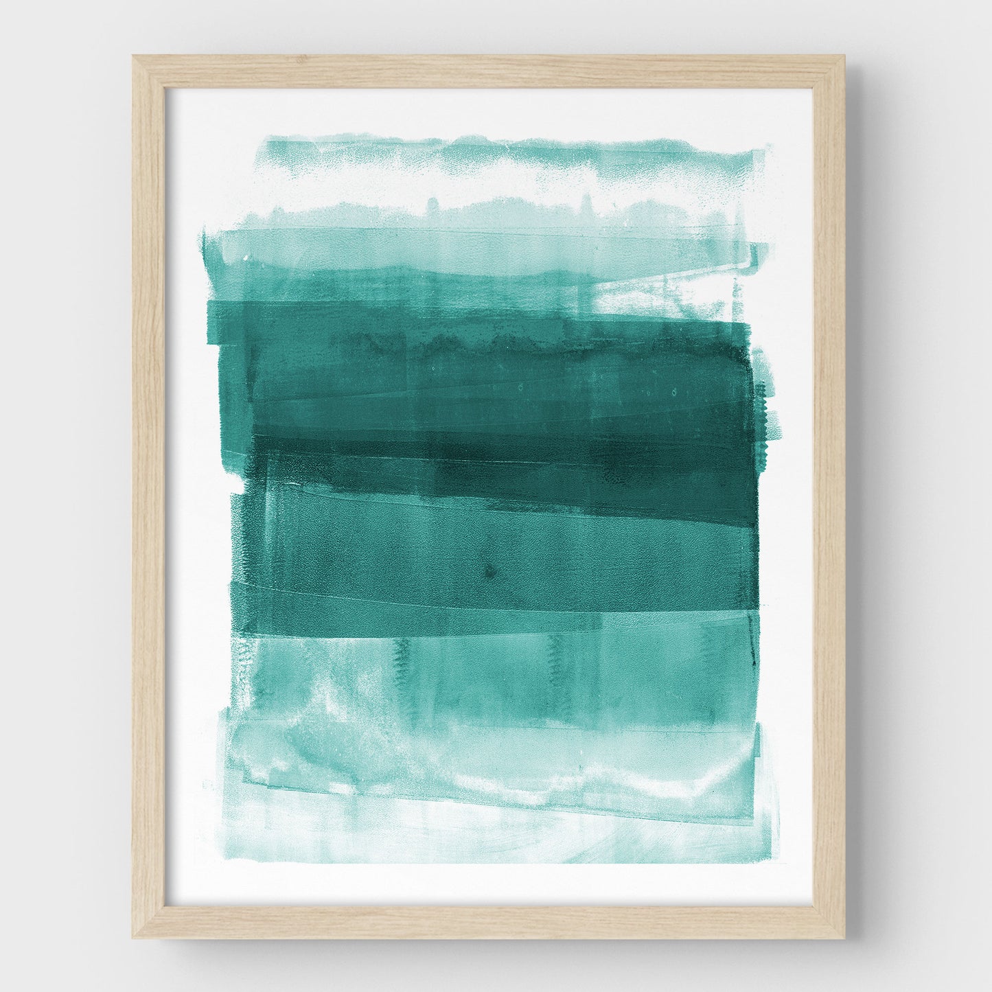 Teal Ombre Modern Abstract Minimalist Art Print