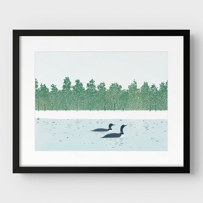 Loons on a Lake Art Print