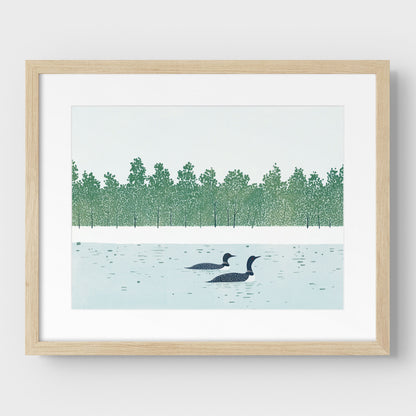 Loons on a Lake Art Print