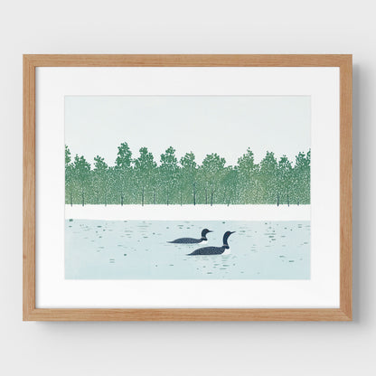 Loons on a Lake Art Print