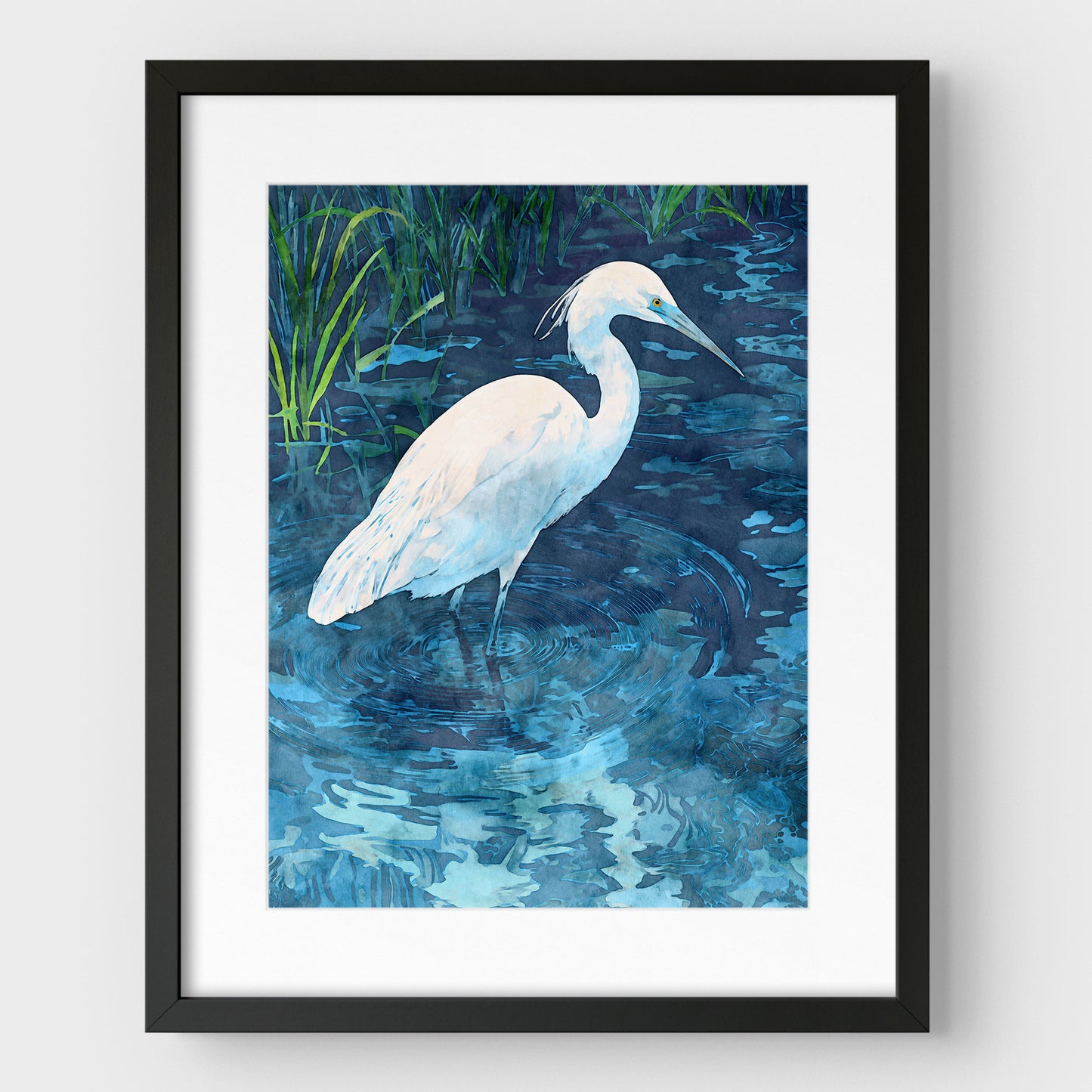 Snowy Egret Watercolor Print