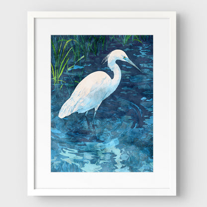 Snowy Egret Watercolor Print