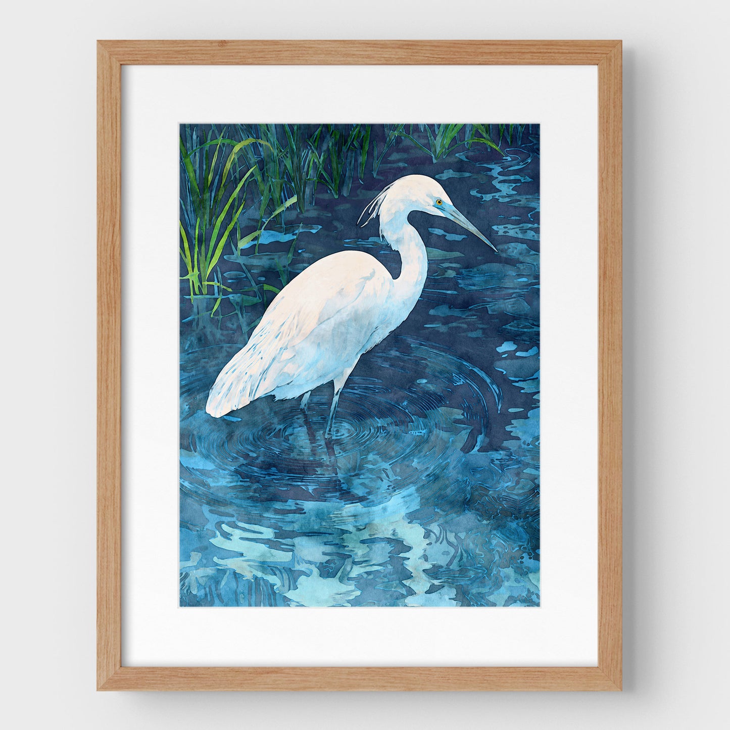 Snowy Egret Watercolor Print