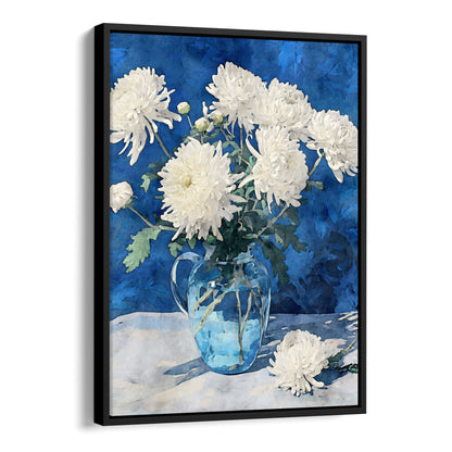 White Chrysanthemum Watercolor Still Life Print