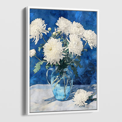 White Chrysanthemum Watercolor Still Life Print