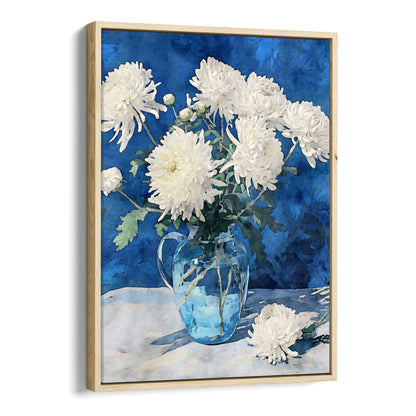 White Chrysanthemum Watercolor Still Life Print