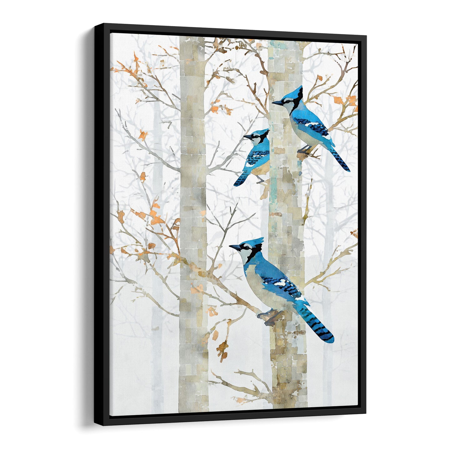 Blue Jay in Birch Forest Art Print