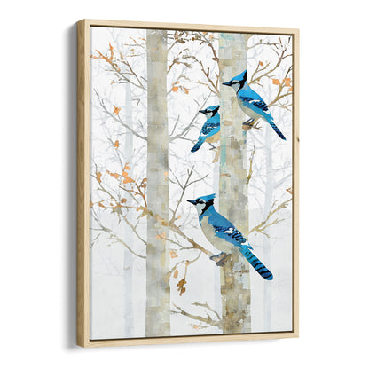 Blue Jay in Birch Forest Art Print