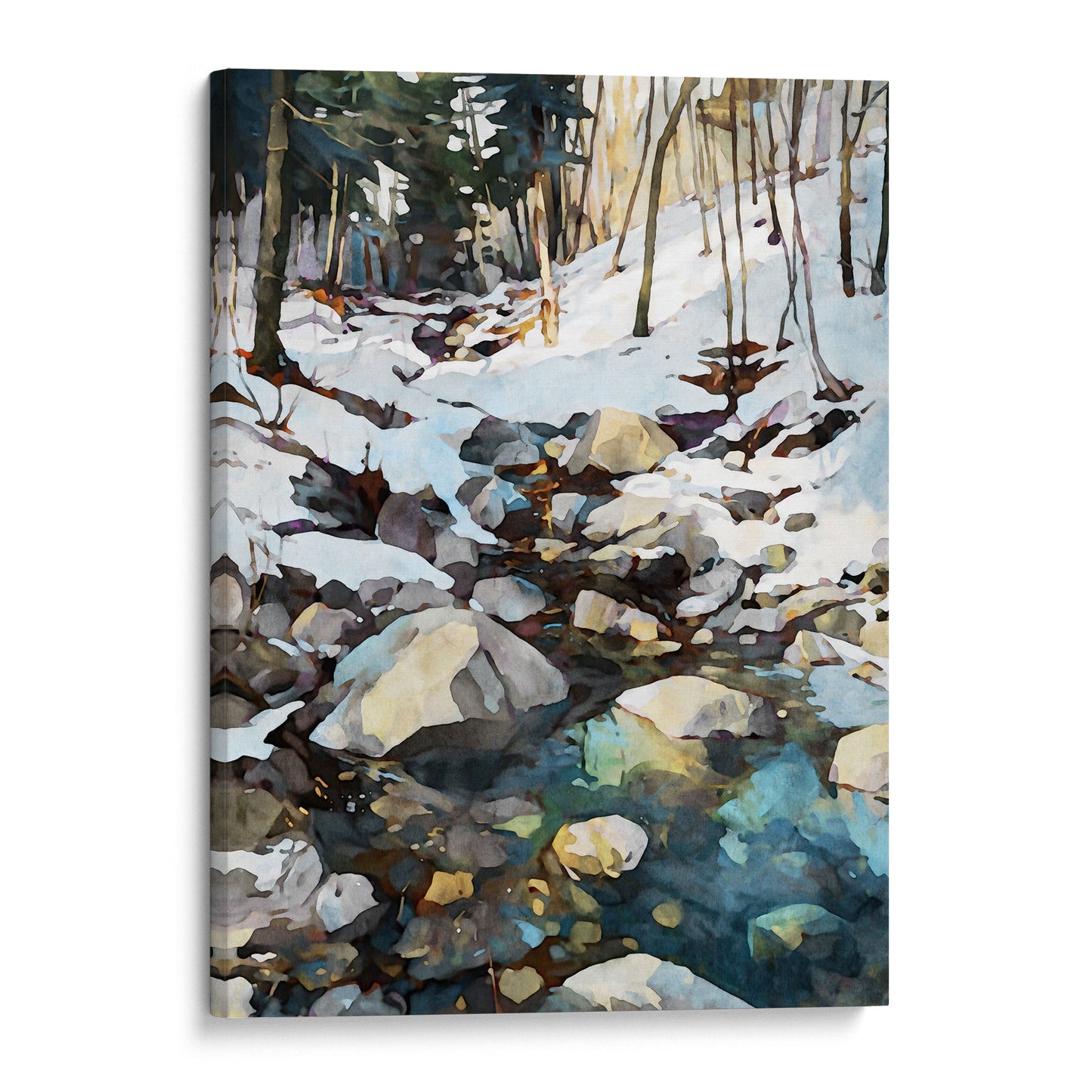 Winter Forest Stream Art Print
