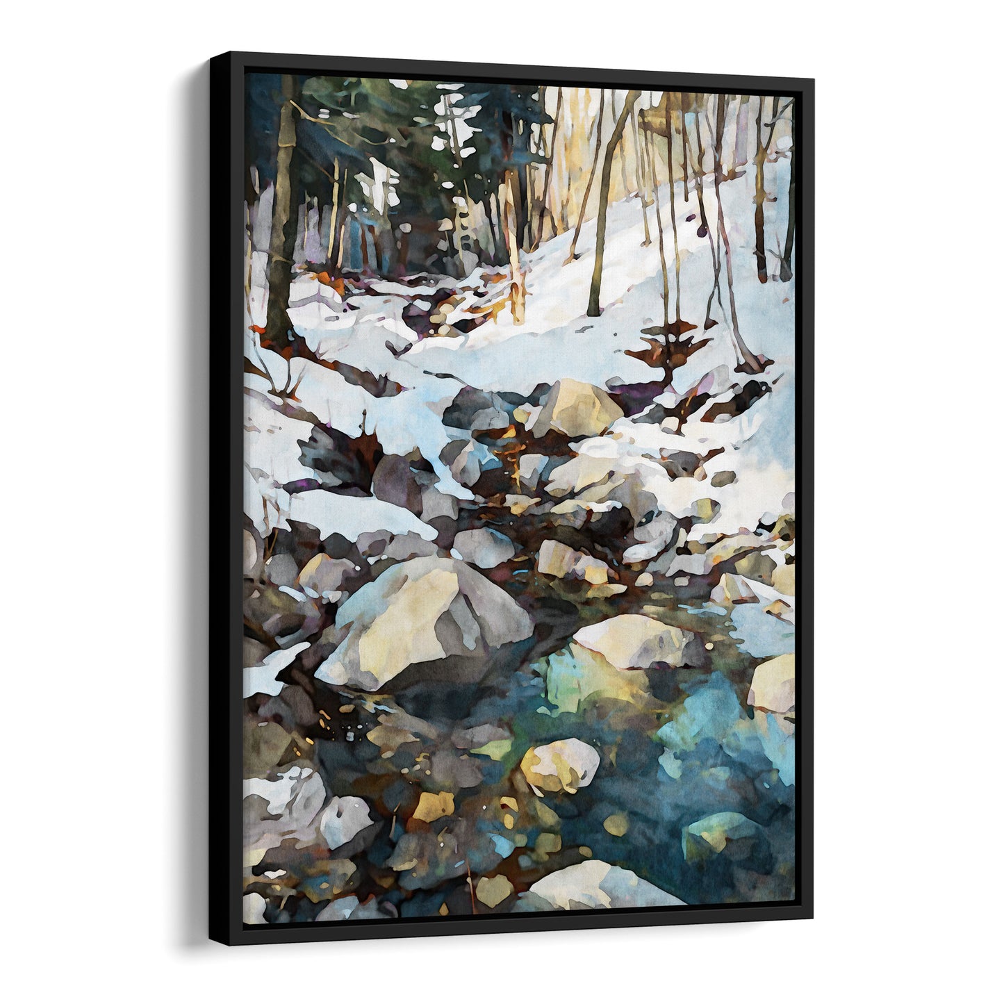 Winter Forest Stream Art Print