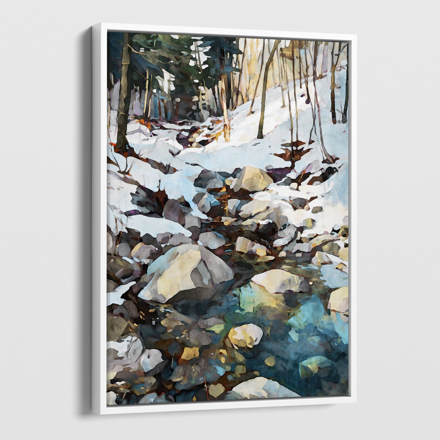 Winter Forest Stream Art Print