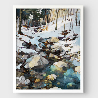 Winter Forest Stream Art Print