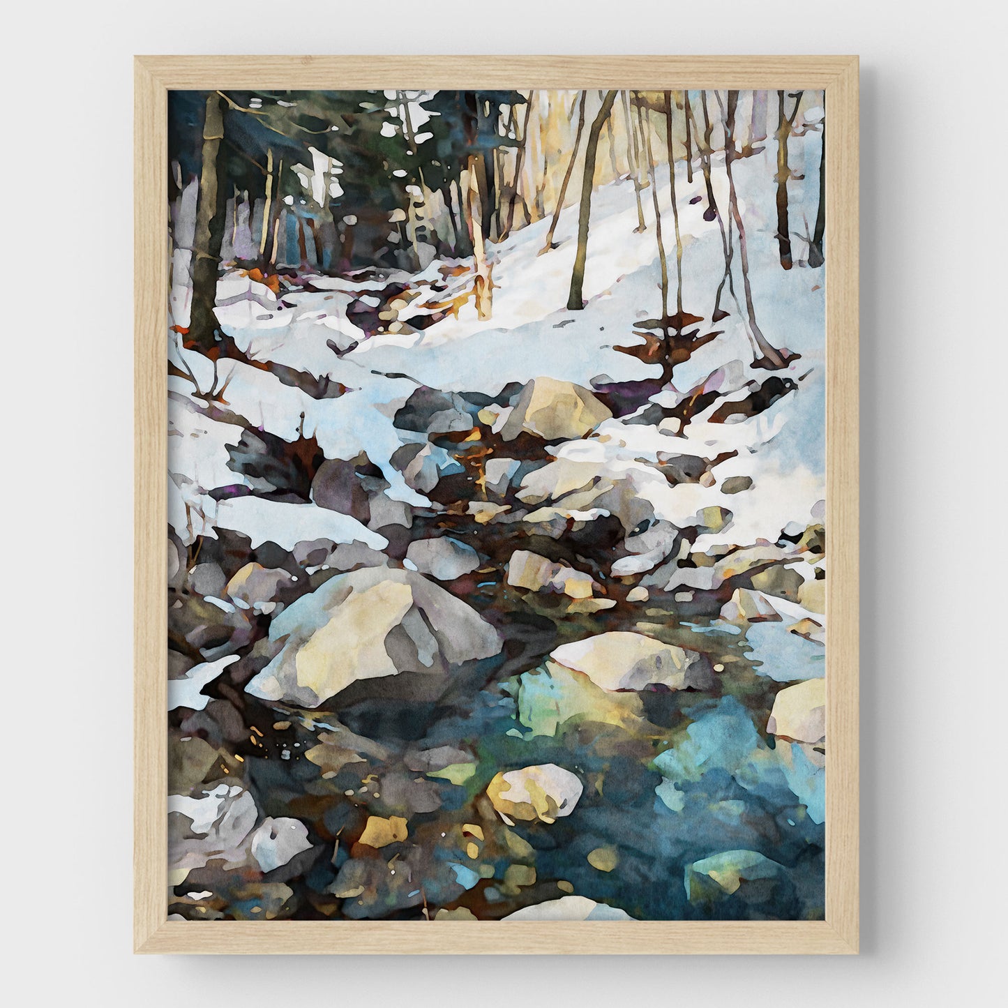 Winter Forest Stream Art Print