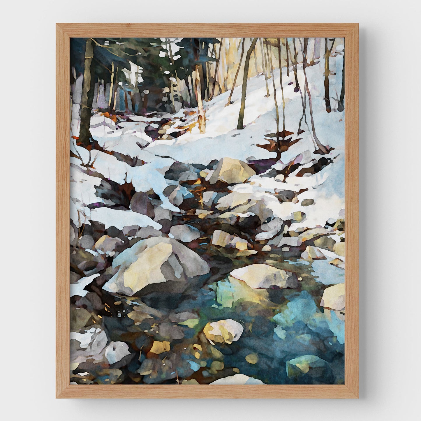 Winter Forest Stream Art Print
