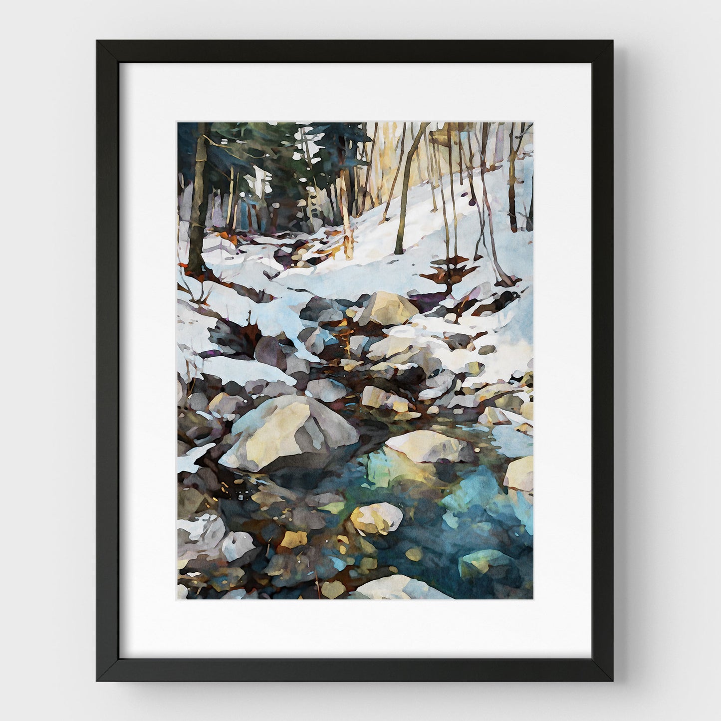 Winter Forest Stream Art Print