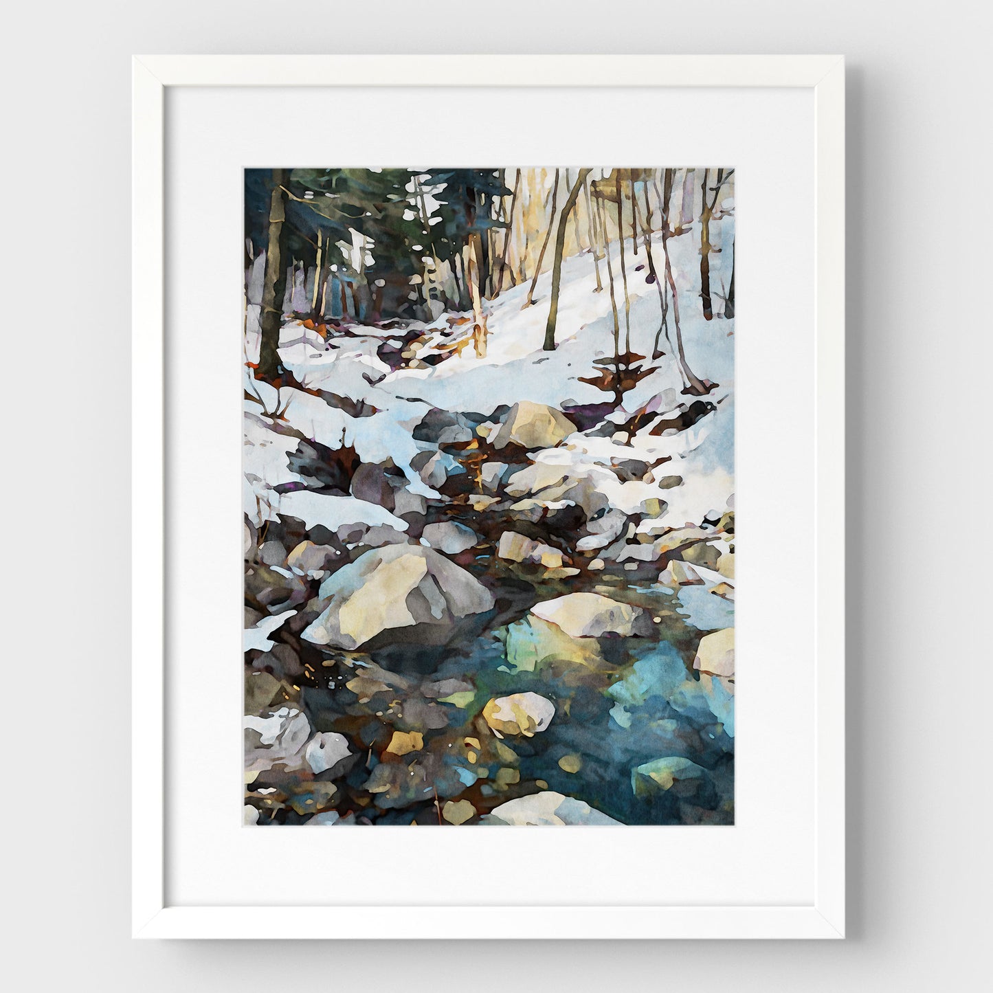 Winter Forest Stream Art Print