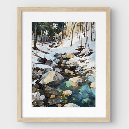 Winter Forest Stream Art Print
