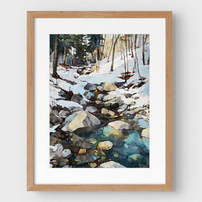 Winter Forest Stream Art Print