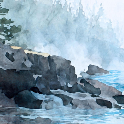 Misty Morning on Lake Superior Horizontal Note Cards