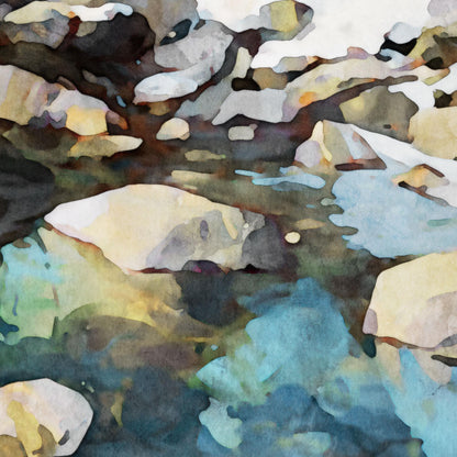 Winter Forest Creek Watercolor Note Cards