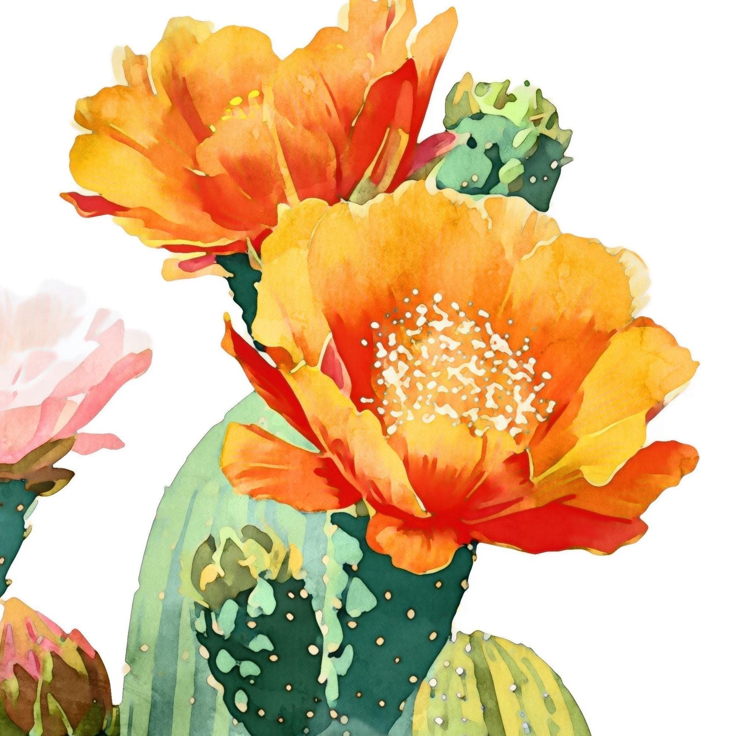Colorful Watercolor Cactus Note Cards