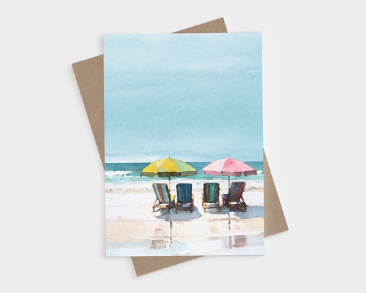 Colorful Beach Chair Watercolor Note Cards