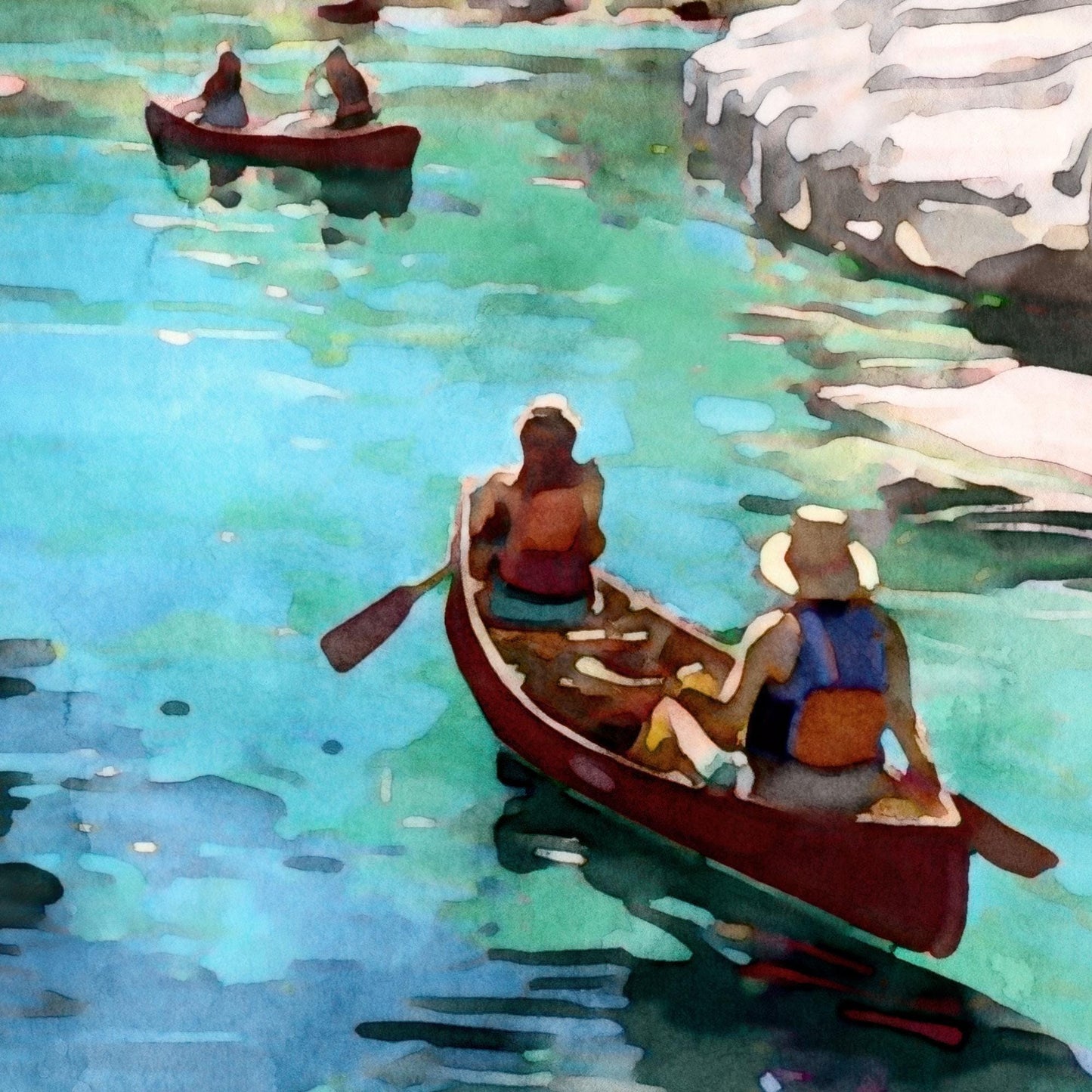 Creek Canoes Watercolor Note Cards