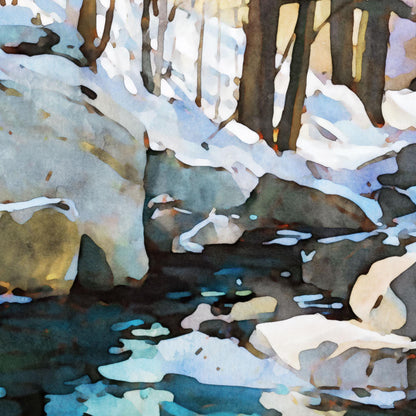 Winter Forest Stream Horizontal Note Cards
