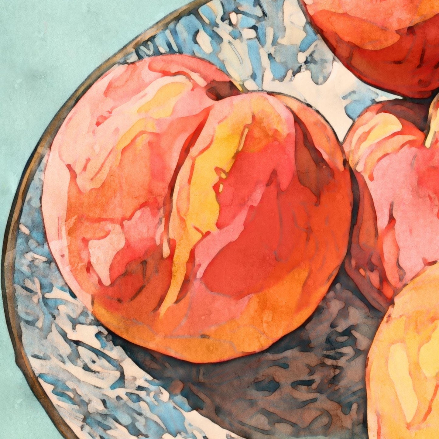 Peach Still Life Watercolor Print
