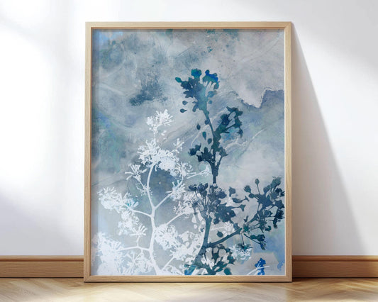 Blue Botanical Silhouette Print