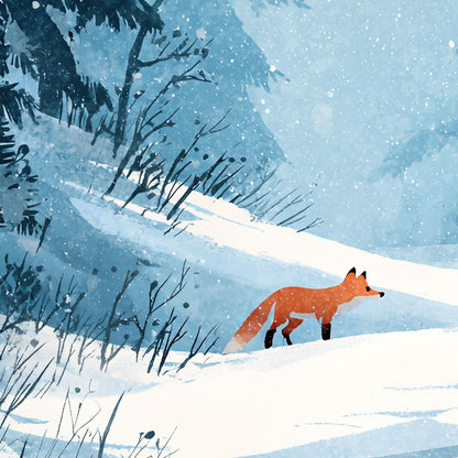 Winter Fox in a Forest Note Cards