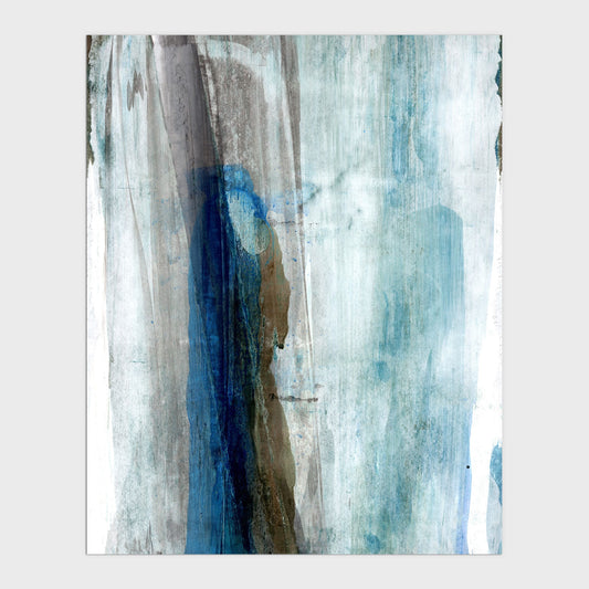 Blue and Brown Modern Minimalist Abstract Watercolor Painting Print on fine art paper