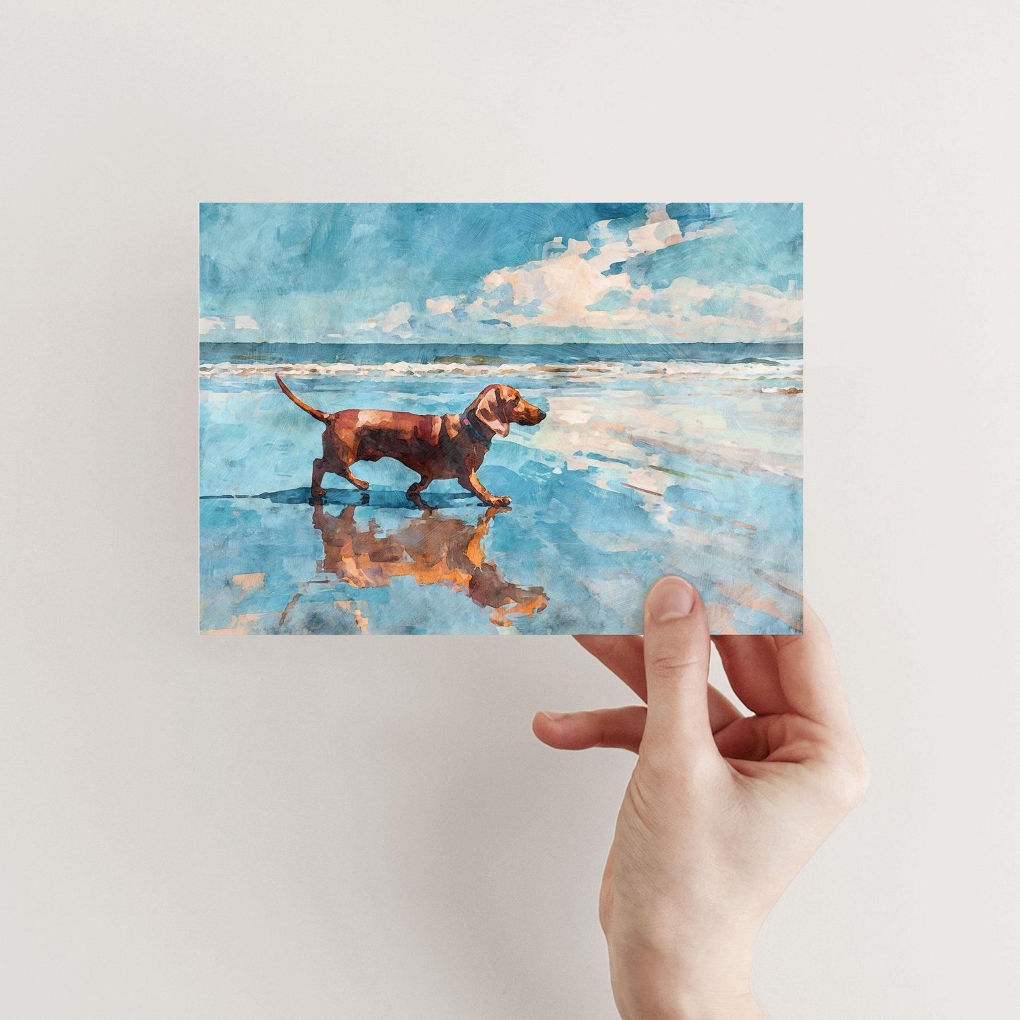 Dachshund on a Beach Horizontal Note Card