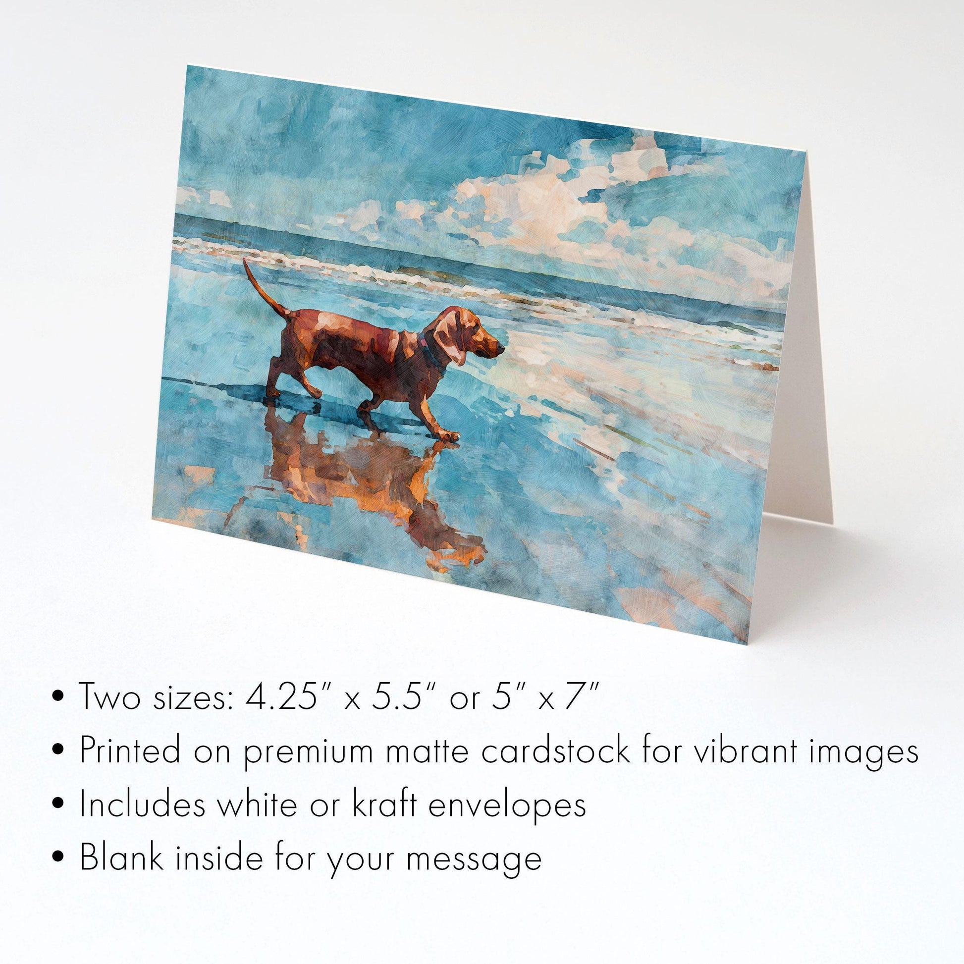 Dachshund on a Beach Horizontal Note Card