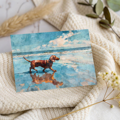 Dachshund on a Beach Horizontal Note Card