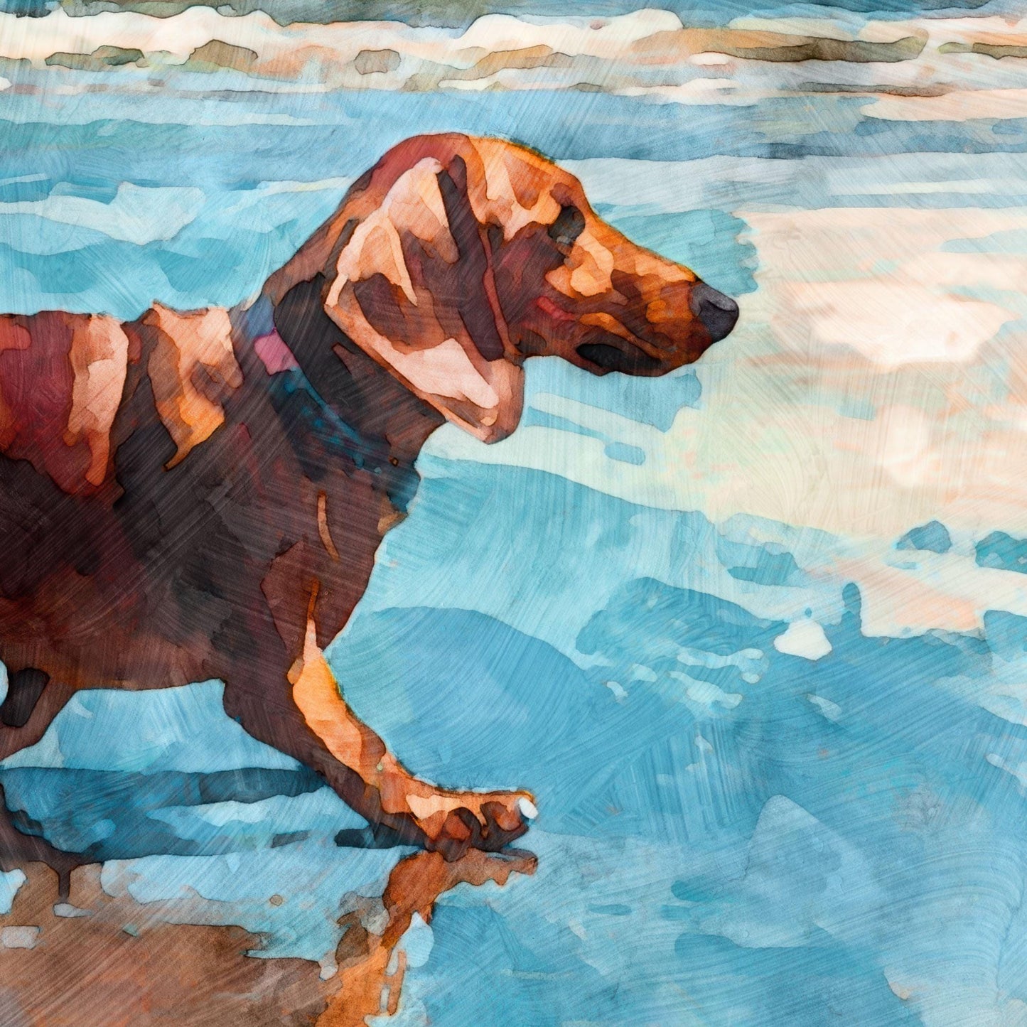 Dachshund on a Beach Horizontal Note Card