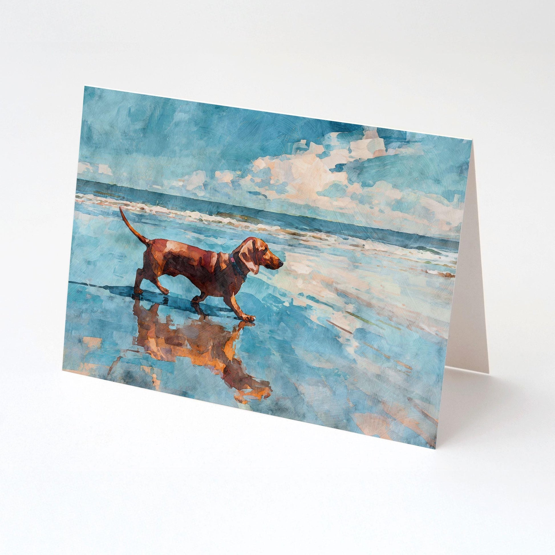 Dachshund on a Beach Horizontal Note Card